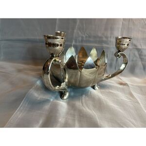 Vintage Silver plate-3 Candle Holder FLOWER FROG Arrangement